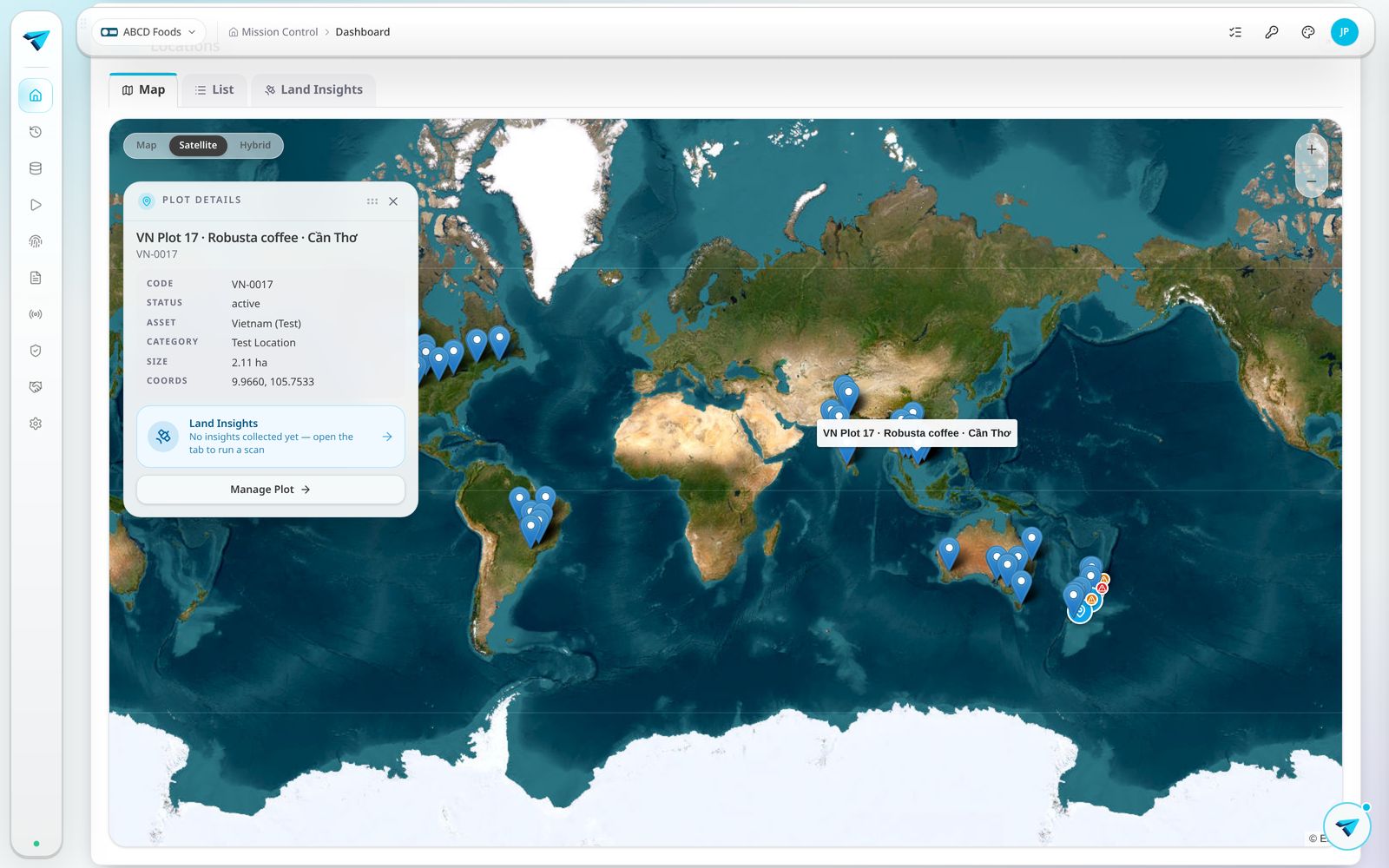 A plot with its EUDR check result, geolocation and evidence